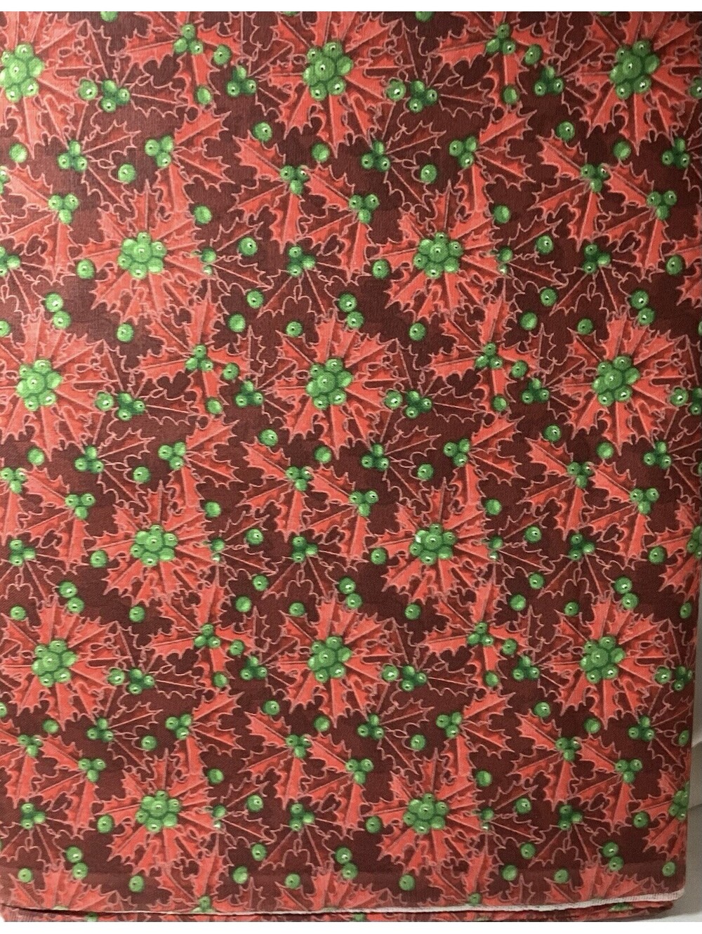 3 yds Christmas Fabrics by MDG Red Mistletoe with green berries